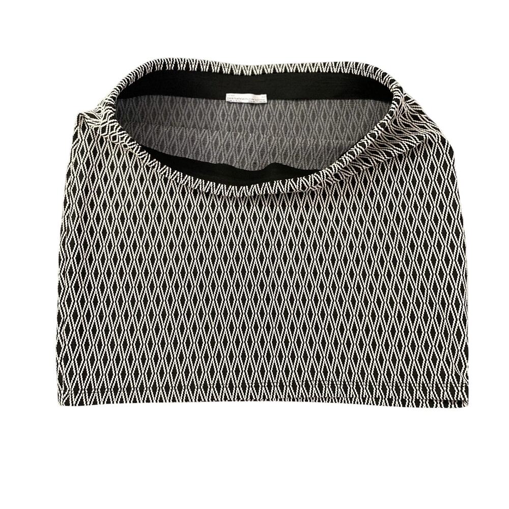 Zara Texture Pullon Diamond Mini Stretch Skirt Band Elastic Waist S Black White - Picture 9 of 15